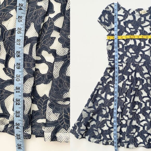 NWT Maison Jules Denim Laser-Cut Embroidery Mesh Fit & Flare Dress Size S - Picture 14 of 14
